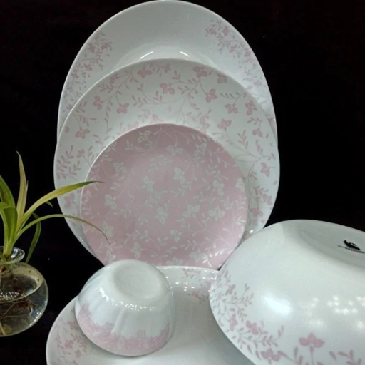 سرویس ارکوپال ۲۶ پارچه  گلریز صورتی